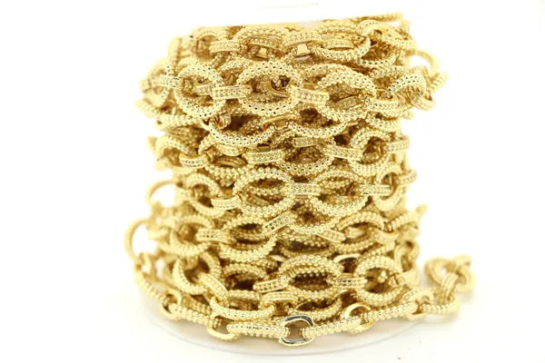 GOLD PLATED 18KT TEXTURED OVAL CHAIN 14MM | ONE FOOT