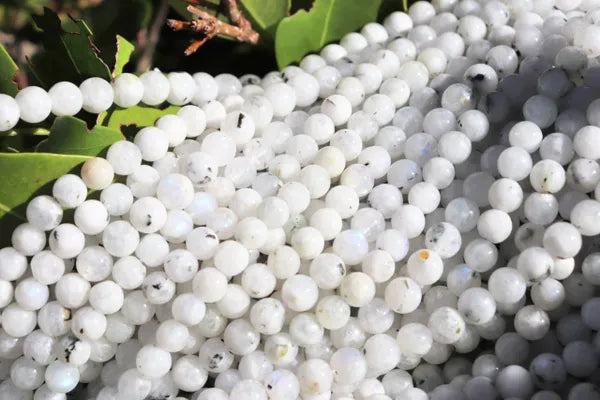 Natural Rainbow Moonstone Round Smooth Beads