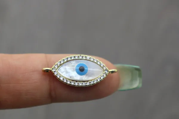 Oval Pearl Evil Eye Connector