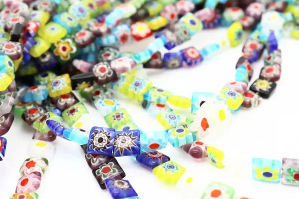 Millefiori Flower Lampworked Glass Beads