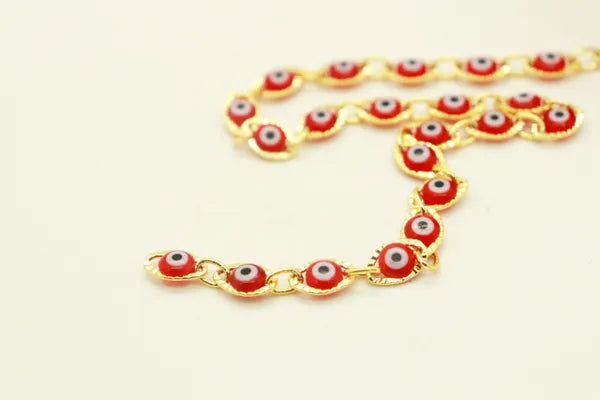 GOLD PLATED EVIL EYE CHAIN | ONE FOOT