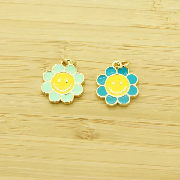 Flower Happy Face Charm