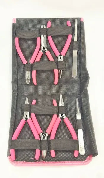 DESIGNS WIRE- FASHION COLOR PLIER SET &, CLUTCH- Turquoise/ Violet/ Bubblegum.