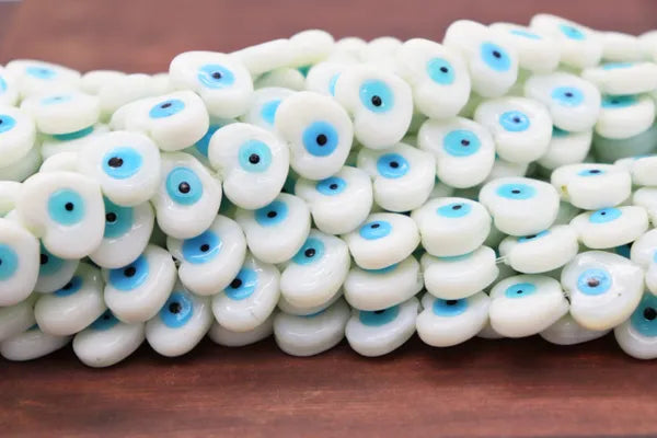 Ceramic White Evil Eye Beads