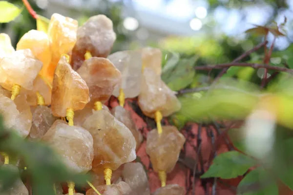 Natural Raw Citrine Rough / Rose Quartz & Amethyst Rough Crystalline Nuggets Strand