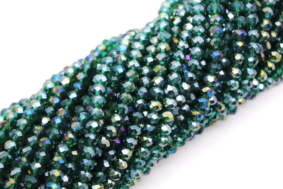 Faceted Crystal Rondelle Green Collection