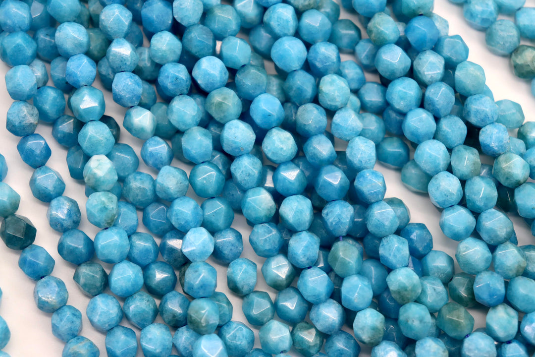 Semi-precious Natural Gemstones Star-cut Beads Strand