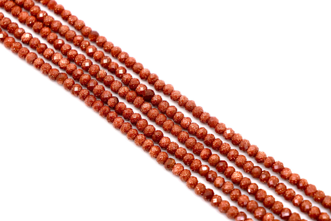 Goldstone Micro Faceted Rondelle Beads