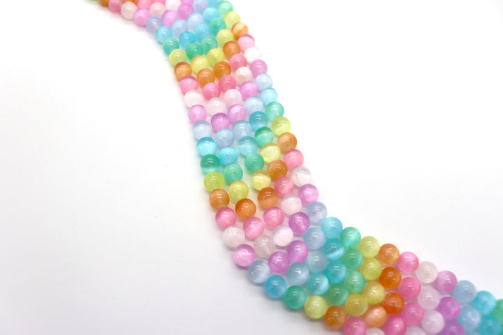 Dyed Rainbow Selenite Round Beads