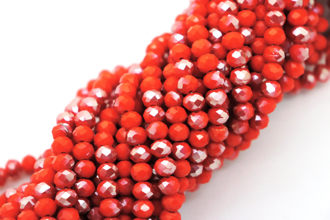 Faceted Crystal Rondelle Red Collection