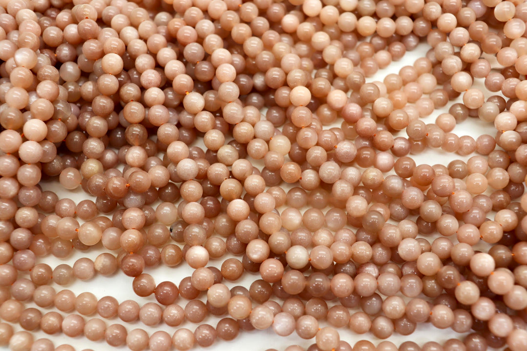 Peach Moonstone Round Smooth Bead