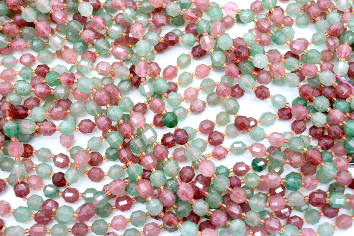 Strawberry Quartz Prism-Cut Strand