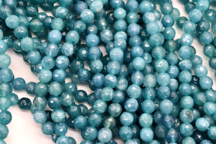 8mm Semi-Precious Natural and Dyed Agate Round Faceted