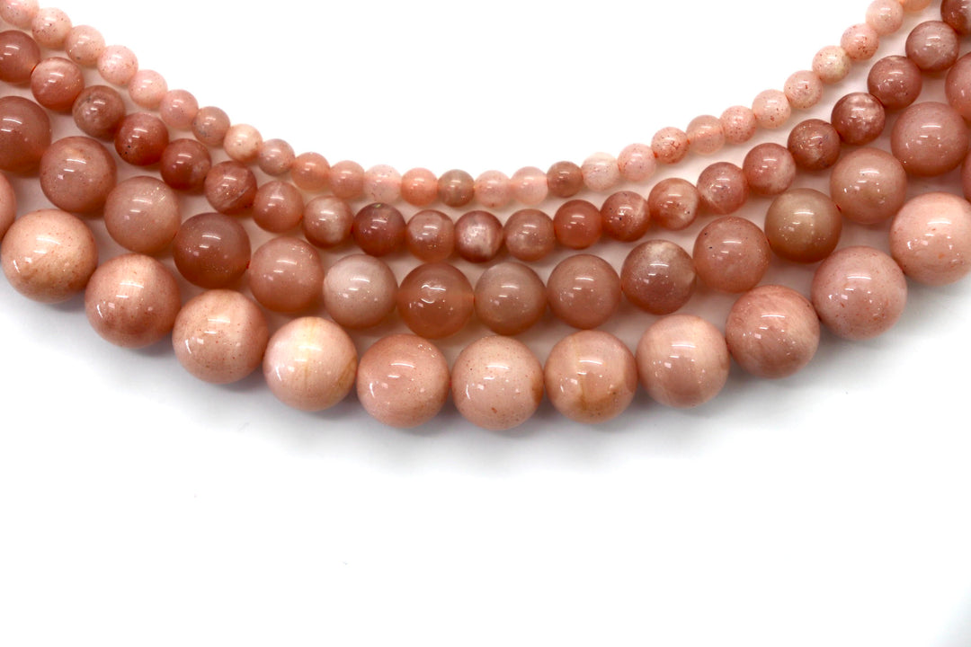 Peach Moonstone Round Smooth Bead