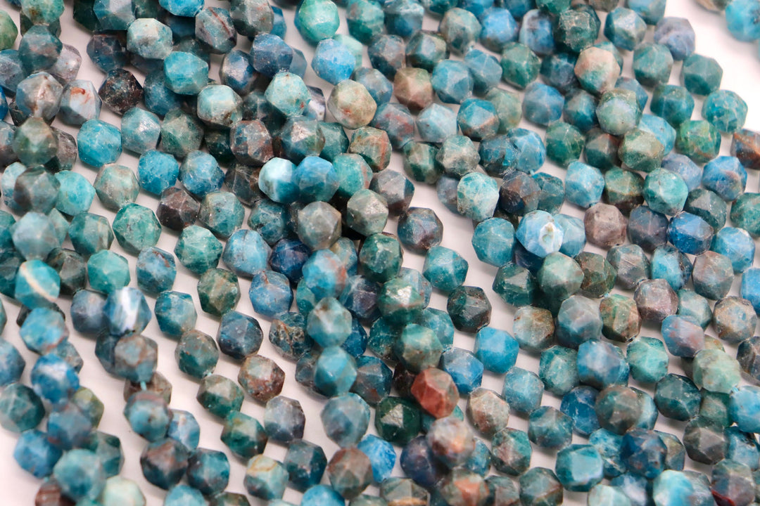 Semi-precious Natural Gemstones Star-cut Beads Strand