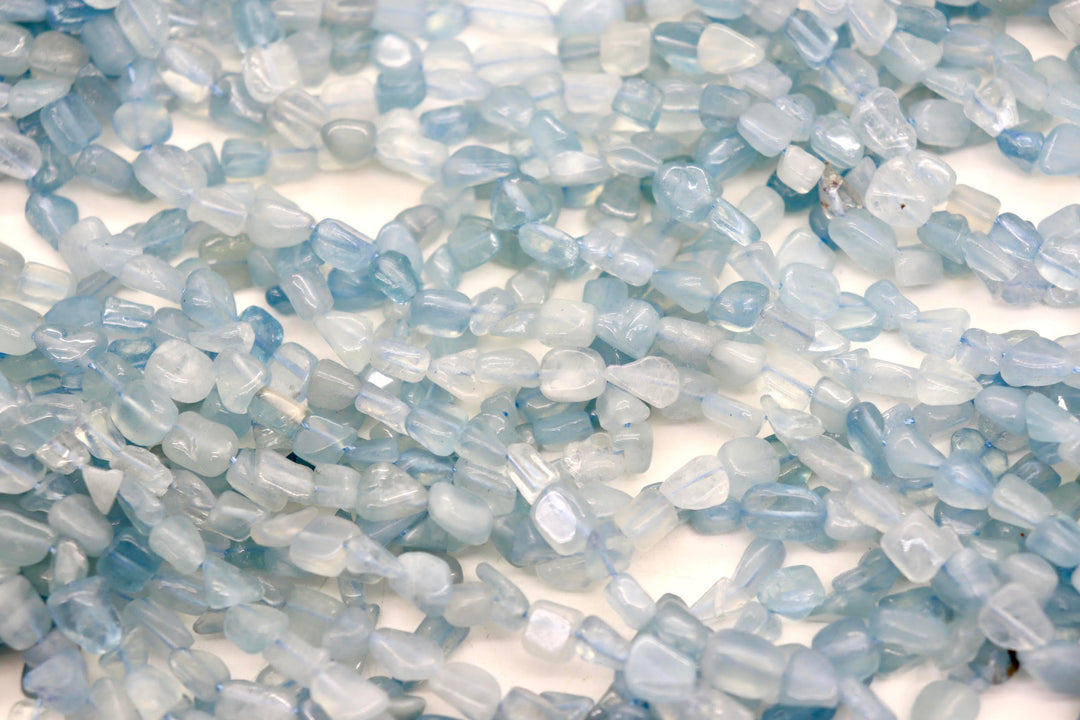 Natural Aquamarine Pebble Beads