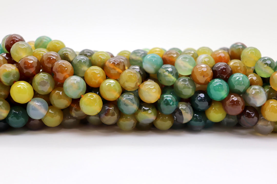 12mm  Semi-Precious Natural and Dyed Agate Round Faceted