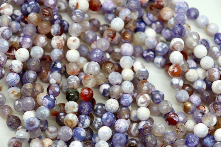 8mm Semi-Precious Natural and Dyed Agate Round Faceted