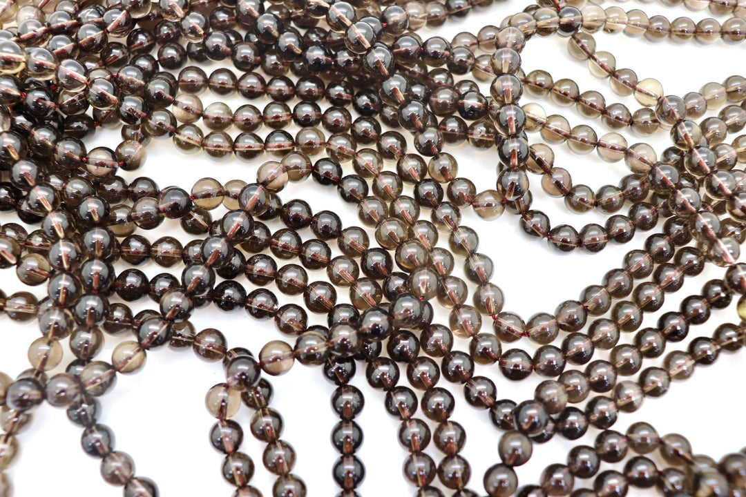 Natural Smoky Quartz Round Smooth Beads