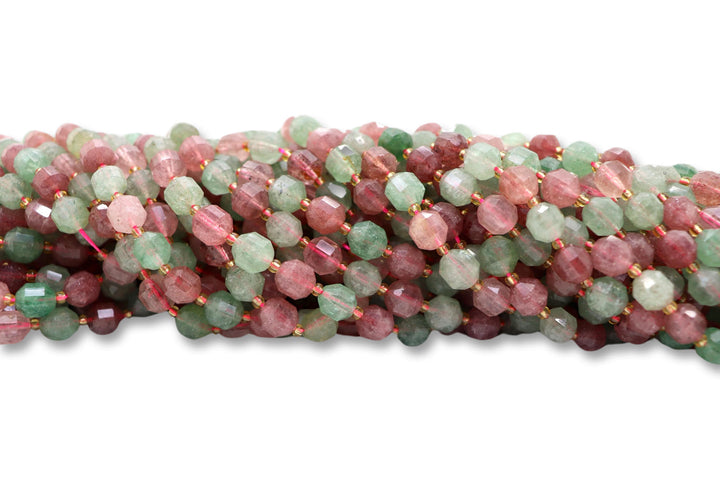 Strawberry Quartz Prism-Cut Strand