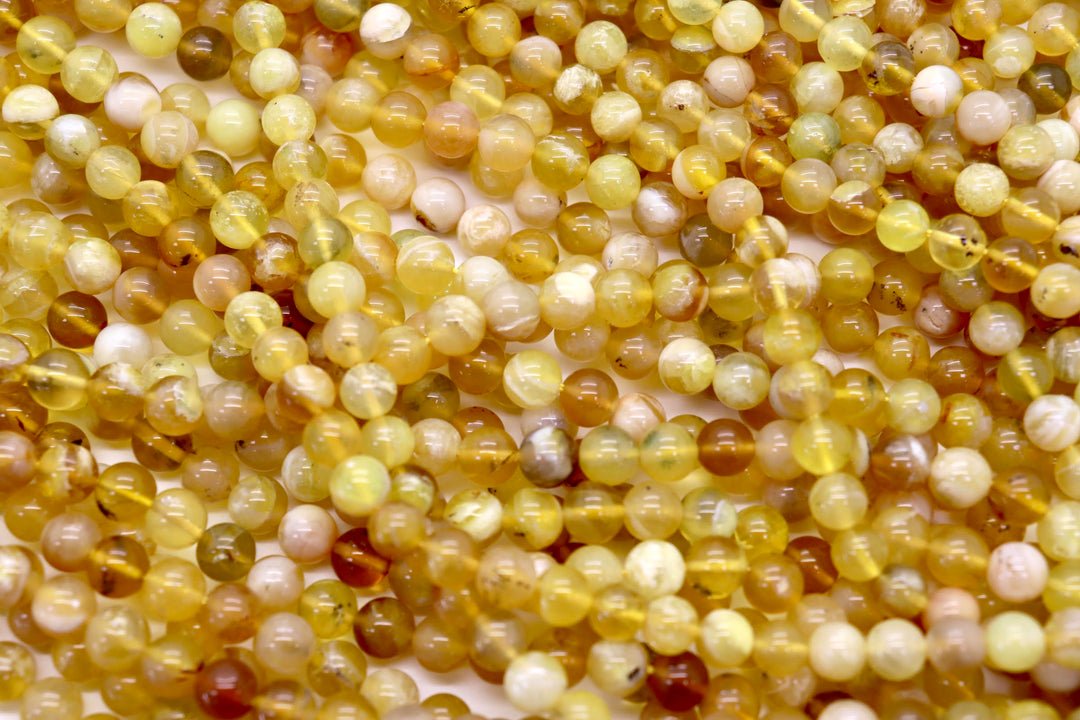 Natural Yellow Opal Round Beads