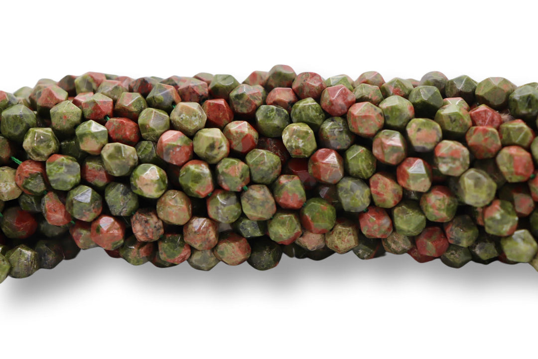 Semi-precious Natural Gemstones Star-cut Beads Strand