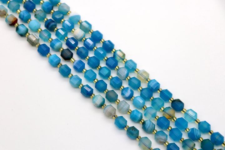 Dyed Lace Agate Prism-Cut Beads