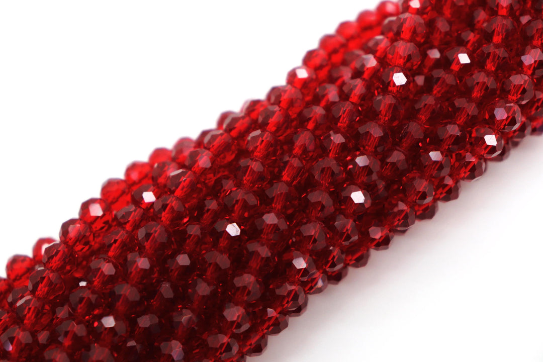 Faceted Crystal Rondelle Red Collection