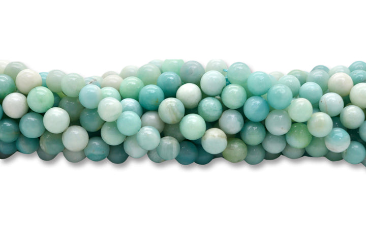 Natural Pale Blue Amazonite Round Smooth Beads