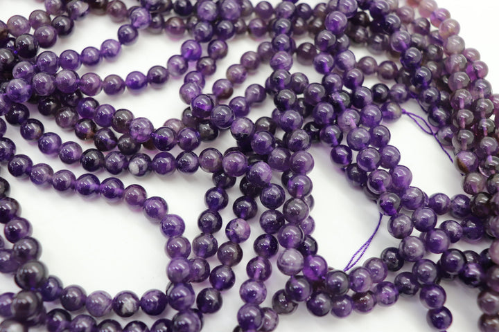 Purple Amethyst Round Smooth Bead