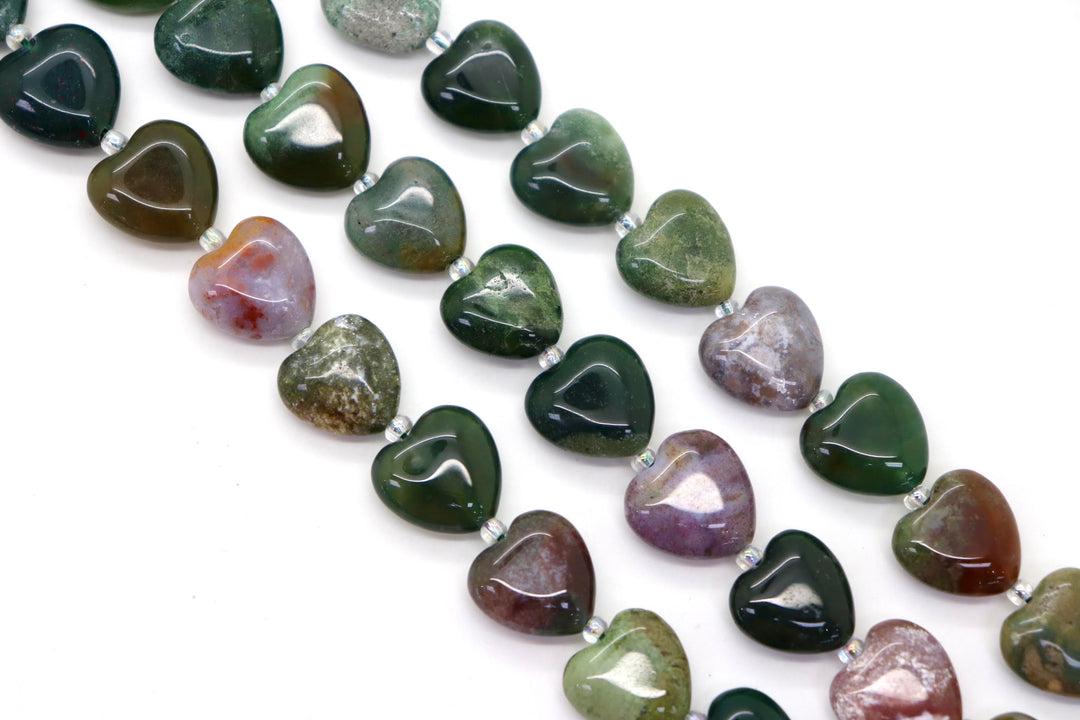 Semi-precious Heart Shaped Natural Stones 14mm