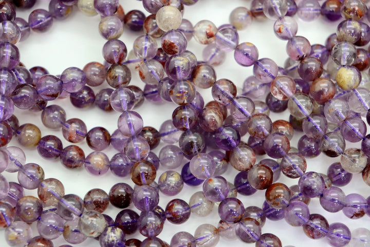 Super 7 Amethyst Round Smooth Bead