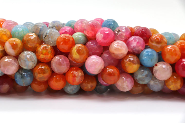 12mm  Semi-Precious Natural and Dyed Agate Round Faceted