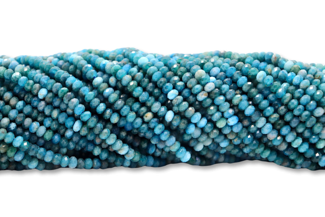 Natural Blue Apatite Faceted Rondelle Beads