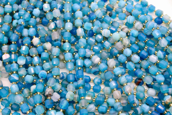 Dyed Lace Agate Prism-Cut Beads