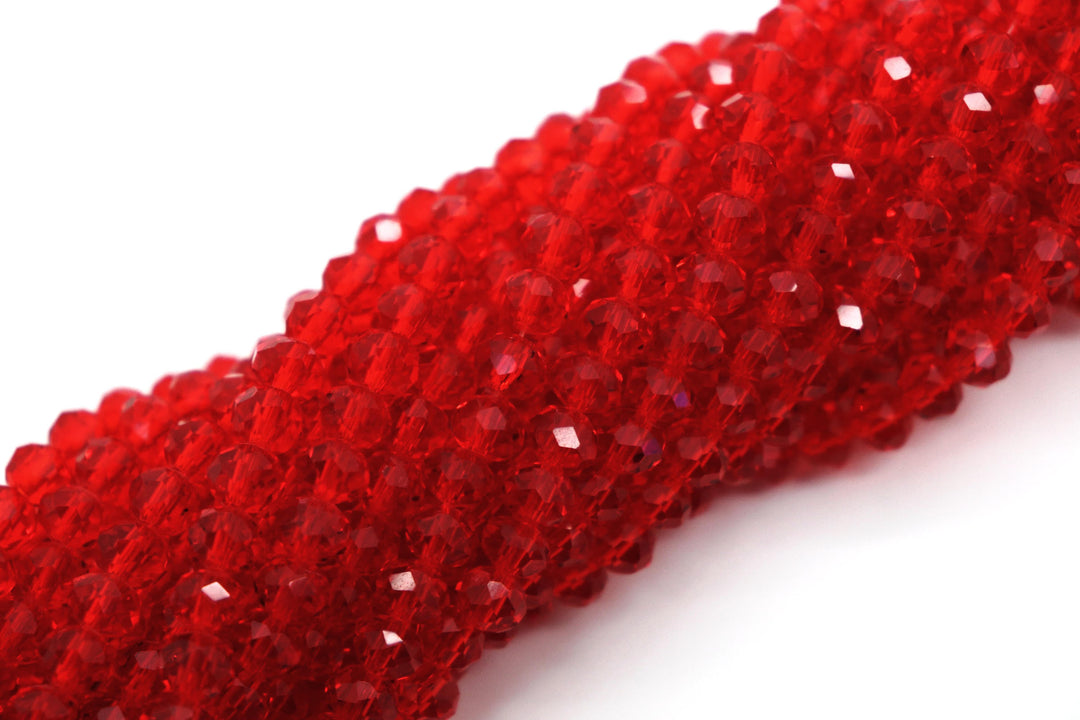 Faceted Crystal Rondelle Red Collection