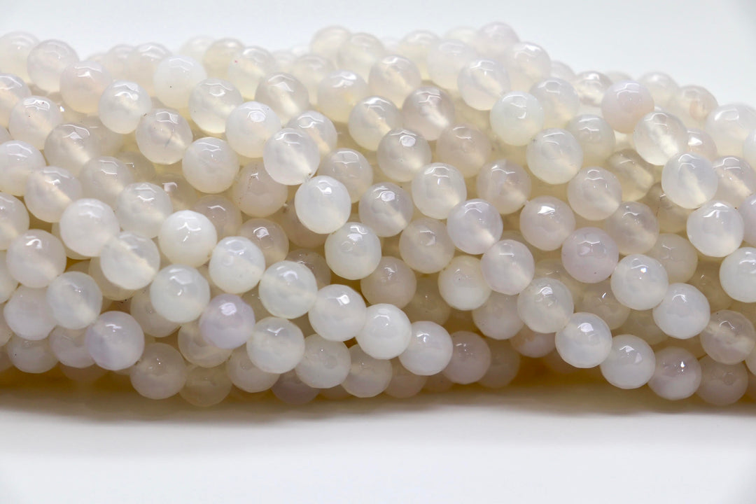 8mm Semi-Precious Natural and Dyed Agate Round Faceted