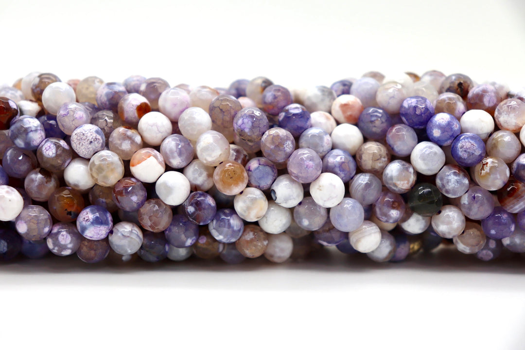 8mm Semi-Precious Natural and Dyed Agate Round Faceted