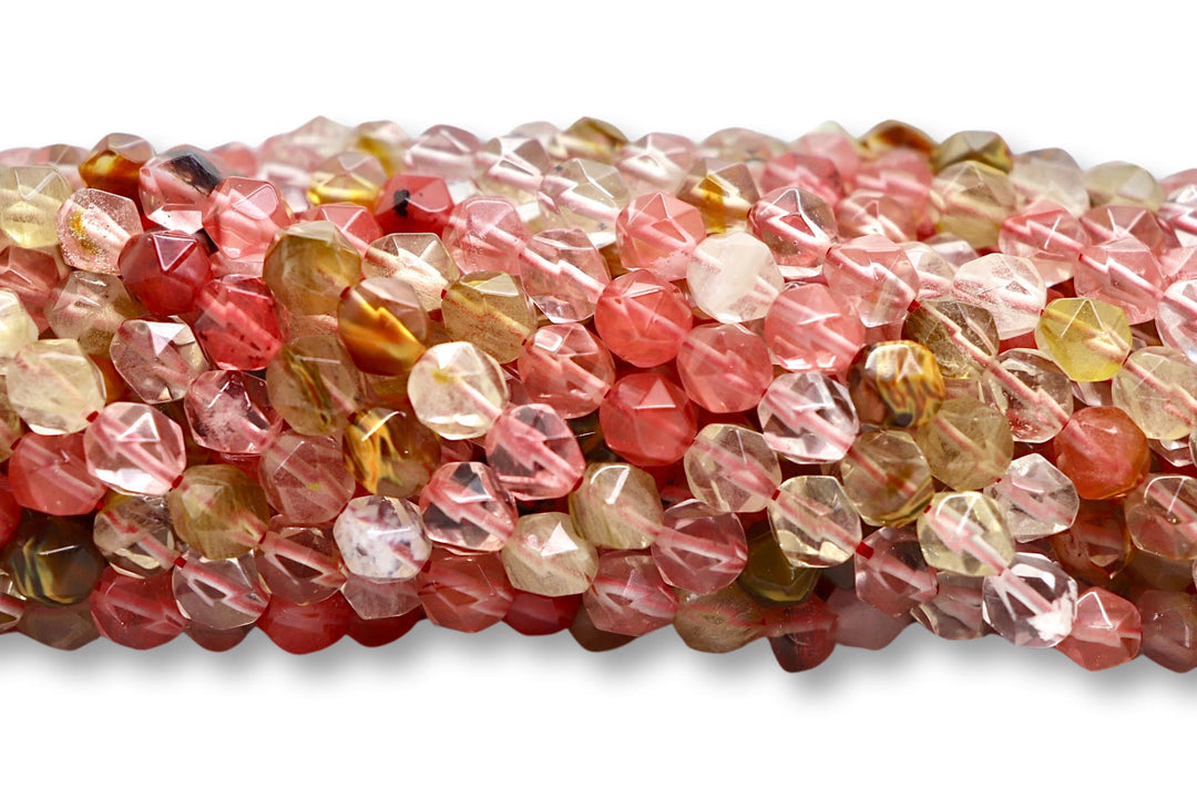 Semi-precious Natural Gemstones Star-cut Beads Strand