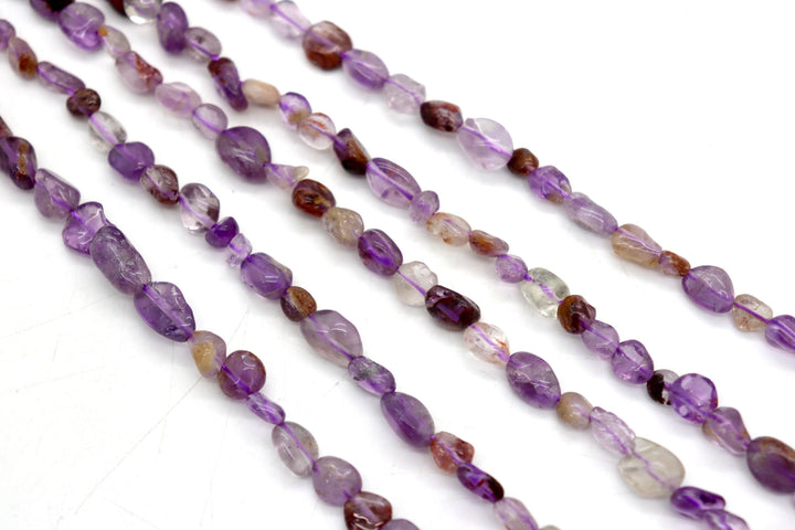 Natural Amethyst Phantom Pebble Beads