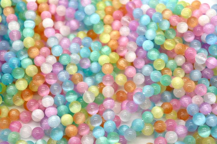 Dyed Rainbow Selenite Round Beads