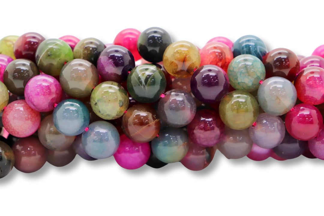 12mm  Semi-Precious Natural and Dyed Agate Round Smooth