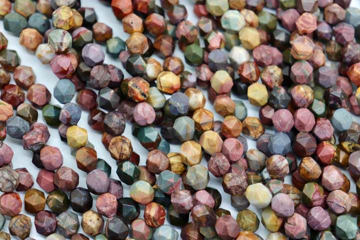 Semi-precious Natural Gemstones Star-cut Beads Strand