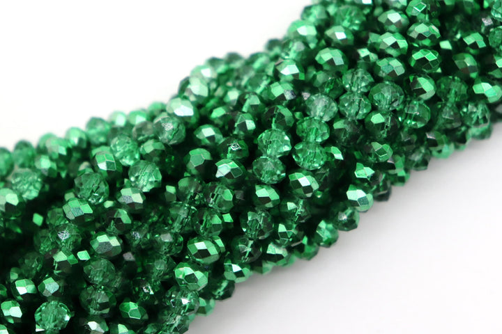 Faceted Crystal Rondelle Green Collection