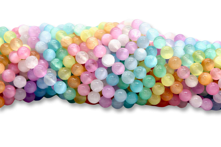 Dyed Rainbow Selenite Round Beads