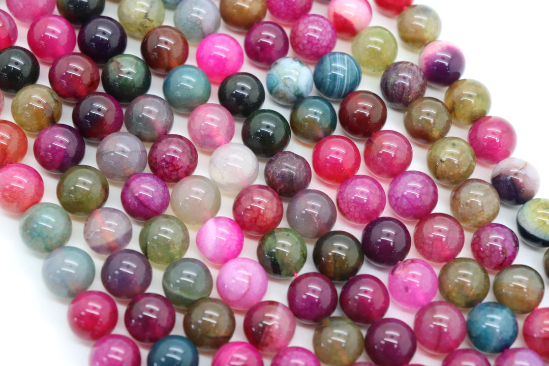 12mm  Semi-Precious Natural and Dyed Agate Round Smooth