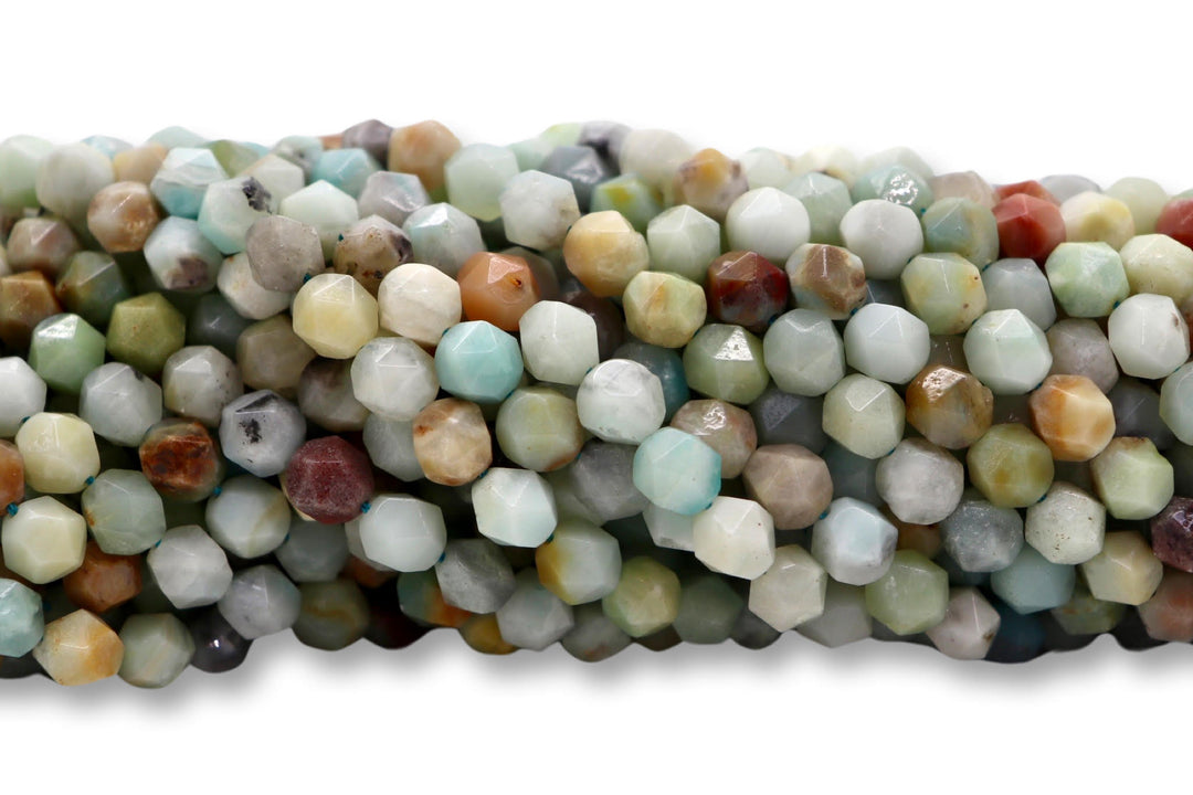 Semi-precious Natural Gemstones Star-cut Beads Strand