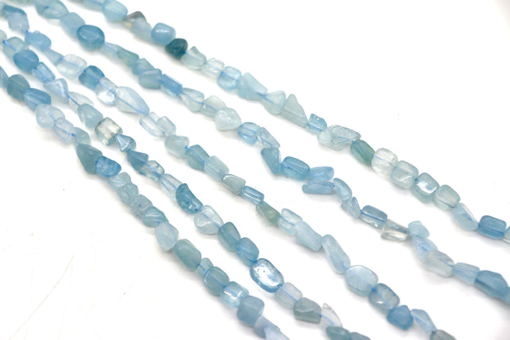 Natural Aquamarine Pebble Beads