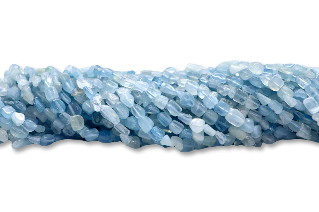 Natural Aquamarine Pebble Beads