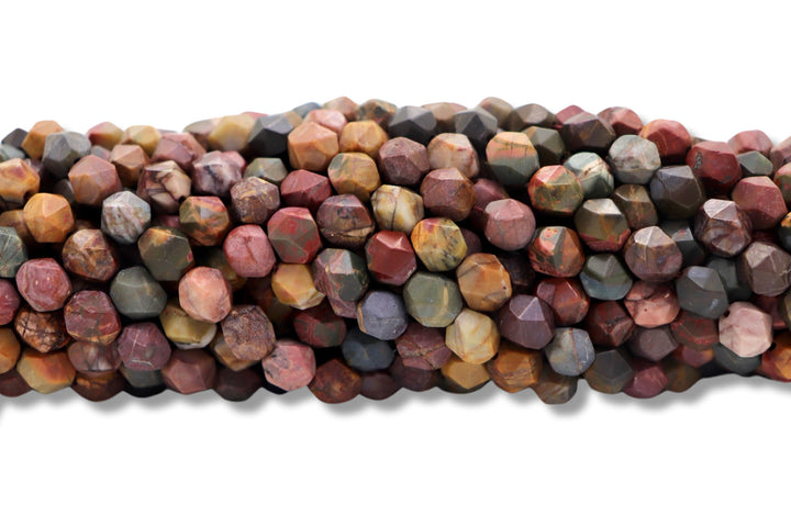 Semi-precious Natural Gemstones Star-cut Beads Strand